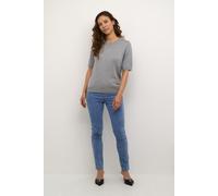KAFFE Damen Women's Short Sleeves Round Neck Regular Fit Hip Length Pullover, Grau, Small