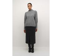 Strickpullover KAFFE "Strickpullover KAamelia", Damen, Gr. XL, grau (grau melange), Obermaterial: 67% Polyester PES. 12% Baumwolle CO. 6% Elasthan EL. 5% Wolle mw. 5% Polyacryl PAN., Pullover Strickpu