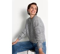 Strickpullover RICHROYAL, Damen, Gr. M, grau (gold), Strick, Obermaterial: 60% Polyacryl, 15% Alpaka, 15% Wolle, 10% Viskose, unifarben, regular fit taillenbedeckt, Rundhals, eingesetzt Rippstrickbünd