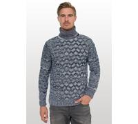Strickpullover RUSTY NEAL, Herren, Gr. 3XL, blau, 70% Polyacryl, 30% Baumwolle, unifarben, normal, hoch geschlossener Ausschnitt, Pullover Strickpullover, mit angesagtem Karo-Design (86916259-XXXL) bl