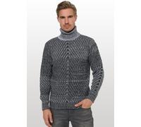 Strickpullover RUSTY NEAL, Herren, Gr. 3XL, grau, 70% Polyacryl, 30% Baumwolle, meliert, normal, hoch geschlossener Ausschnitt, Pullover Strickpullover, im angesagten Kontrast-Design (11836626-XXXL) g