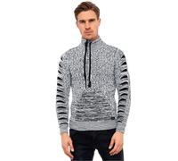 Strickpullover RUSTY NEAL, Herren, Gr. 3XL, schwarz-weiß (weiß, schwarz), 75% Polyacryl, 25% Baumwolle, unifarben, normal, ohne Ausschnitt, Pullover Strickpullover, mit stylischem Ausschnitt (57504846