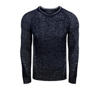 Strickpullover RUSTY NEAL, Herren, Gr. 4XL, blau (dunkelblau), 70% Polyacryl, 30% Baumwolle, mehrfarbig, unifarben, normal, V-Ausschnitt, Pullover Strickpullover, mit ausgefallenem Strickmuster (58692