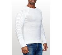 Strickpullover RUSTY NEAL, Herren, Gr. 4XL, weiß, 70% Polyacryl, 30% Baumwolle, unifarben, normal, Rundhals, Pullover Strickpullover, in modischem Grobstrick-Design (95663429-4XL) weiß