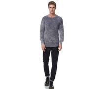 Strickpullover RUSTY NEAL, Herren, Gr. L, grau (anthrazit), 50% Polyacryl, 50% Baumwolle, unifarben, normal, Rundhals, Pullover Strickpullover, im dezenten Batik-Design (35954769-L) anthrazit