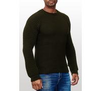 Schwerer Biker Grobstrick Rundhals-Pullover L