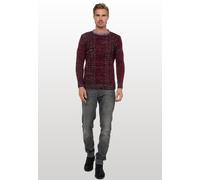 Grobstrick mit Kontrastfarben Rundhals-Pullover L