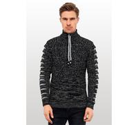 Strickpullover RUSTY NEAL, Herren, Gr. L, schwarz-weiß (schwarz, weiß), 75% Polyacryl, 25% Baumwolle, unifarben, normal, ohne Ausschnitt, Pullover Strickpullover, mit stylischem Ausschnitt (63954930-L