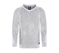 Strickpullover RUSTY NEAL, Herren, Gr. M, grau (hellgrau), 70% Polyacryl, 30% Baumwolle, mehrfarbig, unifarben, normal, V-Ausschnitt, Pullover Strickpullover, mit ausgefallenem Strickmuster (69515710-