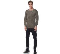 Strickpullover RUSTY NEAL, Herren, Gr. M, grün (khaki), 50% Polyacryl, 50% Baumwolle, unifarben, normal, Rundhals, Pullover Strickpullover, im dezenten Batik-Design (68714205-M) khaki