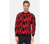 Strickpullover RUSTY NEAL, Herren, Gr. M, schwarz (schwarz, rot), 75% Polyacryl, 25% Baumwolle, mehrfarbig, normal, Rundhals, Pullover, in zweifarbigem Design (10836664-M) schwarz, rot