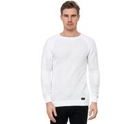 Rusty Neal Herren Pullover Feinstrick Gerippt Rundhals Strickpollver Slim Fit Freizeit Streetwear 349, Farbe:Weiß, Größe S-3XL:M