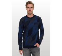Wellen-Design Feinstrick Rundhals-Pullover S