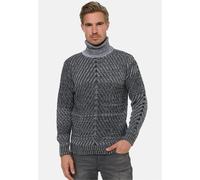 Strickpullover RUSTY NEAL, Herren, Gr. S, grau, 70% Polyacryl, 30% Baumwolle, meliert, normal, hoch geschlossener Ausschnitt, Pullover Strickpullover, im angesagten Kontrast-Design (11836626-S) grau