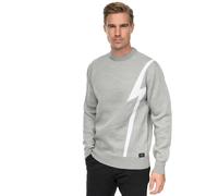 Strickpullover RUSTY NEAL, Herren, Gr. S, grau (grau, weiß), 75% Polyacryl, 25% Baumwolle, meliert, normal, Rundhals, Pullover Strickpullover, mit Blitz-Design (84024920-S) grau, weiß