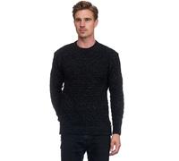 Rusty Neal Kontrast Pullover Herren Strick-Pullover mit Rund-Hals Ausschnitt und Extravagantem Strick-Design 367, Farbe:Schwarz, Größe S-3XL:S