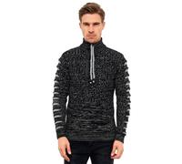 Strickpullover RUSTY NEAL, Herren, Gr. S, schwarz-weiß (schwarz, weiß), 75% Polyacryl, 25% Baumwolle, unifarben, normal, ohne Ausschnitt, Pullover Strickpullover, mit stylischem Ausschnitt (63954930-S