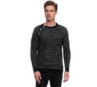 Strickpullover RUSTY NEAL, Herren, Gr. S, schwarz-weiß (schwarz, weiß), 75% Polyacryl, 25% Baumwolle, unifarben, normal, Rundhals, Pullover, mit modischen Knöpfen (72881231-S) schwarz, weiß