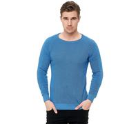 Strickpullover RUSTY NEAL, Herren, Gr. XL, blau, 50% Polyacryl, 50% Baumwolle, unifarben, normal, Rundhals, Pullover Strickpullover, mit modernem Rundhalsausschnitt (98086065-XL) blau