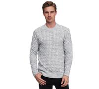 Kontrast Pullover Herren Strick-Pullover mit Rund-Hals Ausschnitt und Extravagantem Strick-Design 367, Farbe:Grau, Größe S-3XL:XL