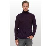 Strickpullover RUSTY NEAL, Herren, Gr. XL, lila, 70% Polyacryl, 30% Baumwolle, meliert, normal, hoch geschlossener Ausschnitt, Pullover Strickpullover, im angesagten Kontrast-Design (50132639-XL) lila