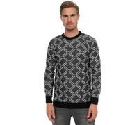 Strickpullover RUSTY NEAL, Herren, Gr. XL, schwarz (schwarz, grau), 70% Polyacryl, 30% Baumwolle, unifarben, normal, Rundhals, Langarm, Pullover, in tollem Karo-Design (17547621-XL) schwarz, grau