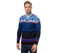 Strickpullover RUSTY NEAL, Herren, Gr. XXL, blau (blau, rot), 70% Polyacryl, 30% Baumwolle, mehrfarbig, unifarben, normal, ohne Ausschnitt, Pullover, mit winterlichem Muster (43220832-XXL) blau, rot
