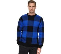 Strickpullover RUSTY NEAL, Herren, Gr. XXL, schwarz (schwarz, blau), 75% Polyacryl, 25% Baumwolle, kariert, normal, Rundhals, Pullover Strickpullover, mit karierter Musterung (65234548-XXL) schwarz, b