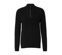 Gerippter Baumwoll-Pullover mit Troyer-Kragen S schwarz 2173022.9999.S