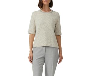 Strickpullover S.OLIVER BLACK LABEL, Damen, Gr. 34, pabble stone, Strick, Obermaterial: 42% Polyamid, 27% Polyester, 16% Polyacryl, 12% Wolle, 3% Elasthan, unifarben, hüftbedeckend, Rundhals, Pullover