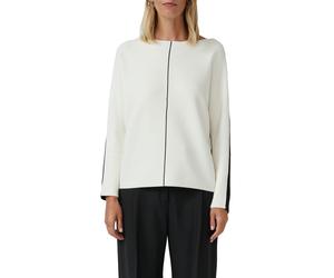 Strickpullover S.OLIVER BLACK LABEL, Damen, Gr. 34, weiß, Strick, Obermaterial: 70% Viskose, 30% Polyamid, regular fit normal, U-Boot-Ausschnitt, Fledermausärmel, Pullover Strickpullover, mit Colour-B