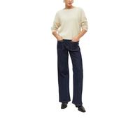 Strickpullover S.OLIVER BLACK LABEL, Damen, Gr. 36, beige (almond), Grobstrick, Obermaterial: 74% Polyamid, 16% Viskose, 10% Polyester, unifarben, hüftlang, U-Boot-Ausschnitt, Pullover Strickpullover,