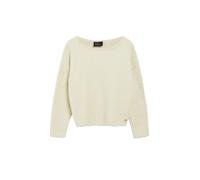 Strickpullover S.OLIVER BLACK LABEL, Damen, Gr. 40, beige (almond), Grobstrick, Obermaterial: 74% Polyamid, 16% Viskose, 10% Polyester, unifarben, hüftlang, U-Boot-Ausschnitt, Pullover Strickpullover,