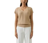 Strickpullover S.OLIVER BLACK LABEL, Damen, Gr. XL (42), sesame, Strick, Obermaterial: 90% Viskose, 10% metallisierte Fasern, Strukturmuster, relaxed fit normal, V-Ausschnitt, Pullover Strickpullover,