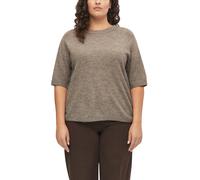 Strickpullover S.OLIVER CURVE, Damen, Gr. 50, beige (taupe melange), Strick, Obermaterial: 60% Polyacryl, 22% Polyester, 10% Alpaka, 8% Polyamid, meliert, bequem hüftbedeckend, Rundhals, Flachstrickbü