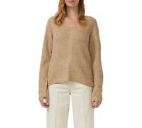 Strickpullover S.OLIVER, Damen, Gr. 36, camel beige melange, Strick, Obermaterial: 59% Baumwolle, 37% Polyacryl, 4% Wolle, meliert, relaxed fit normal, V-Ausschnitt, gerader Abschluss, Pullover Strick