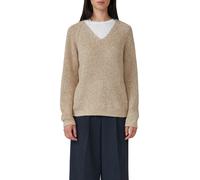 Strickpullover S.OLIVER, Damen, Gr. 36, light beige, Strick, Obermaterial: 60% Baumwolle, 40% Polyacryl, meliert, regular fit hüftbedeckend, V-Ausschnitt, Flachstrickbündchen, Pullover Strickpullover,