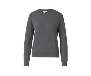Strickpullover S.OLIVER, Damen, Gr. 38, grau (dunkelgrau), Obermaterial: 72% Viskose, 28% Polyester, unifarben, regular fit taillenbedeckt, ohne Ausschnitt, Rippbündchen, Pullover Strickpullover, mit