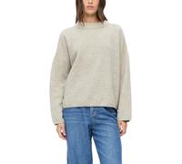 Strickpullover S.OLIVER, Damen, Gr. 40, beige (light taupe melange), Strick, Obermaterial: 78% Polyester, 20% Wolle, 2% Elasthan, meliert, normal hüftbedeckend, Rundhals, Bündchen, Pullover Strickpull