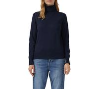 Strickpullover S.OLIVER, Damen, Gr. 40, blau (navy), Strick, Obermaterial: 72% Viskose, 28% Polyester, unifarben, regular fit normal, ohne Ausschnitt, elastischer Bund, Pullover Strickpullover, mit Ro