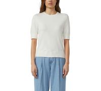 Strickpullover S.OLIVER, Damen, Gr. 40, sanftes weiß, Feinstrick, Obermaterial: 100% Baumwolle, unifarben, normal hüftbedeckend, Rundhals, Flachstrickbündchen, Pullover Strickpullover, Halbarm-Strick