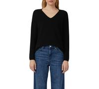 Strickpullover S.OLIVER, Damen, Gr. 40, schwarz, Strick, Obermaterial: 60% Baumwolle, 40% Polyacryl, unifarben, regular fit taillenbedeckt, V-Ausschnitt, Bündchen, Pullover Strickpullover, mit V-Aussc