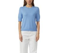 Strickpullover S.OLIVER, Damen, Gr. 42, blau, Feinstrick, Obermaterial: 100% Baumwolle, unifarben, normal hüftbedeckend, Rundhals, Flachstrickbündchen, Pullover Strickpullover, Halbarm-Strick mit Visk