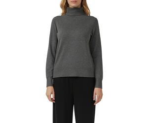 Strickpullover S.OLIVER, Damen, Gr. 42, grau (dunkelgrau melange), Strick, Obermaterial: 72% Viskose, 28% Polyester, meliert, regular fit normal, ohne Ausschnitt, elastischer Bund, Pullover Strickpull