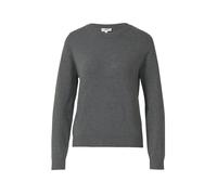 Strickpullover S.OLIVER, Damen, Gr. 42, grau (dunkelgrau), Obermaterial: 72% Viskose, 28% Polyester, unifarben, regular fit taillenbedeckt, ohne Ausschnitt, Rippbündchen, Pullover Strickpullover, mit
