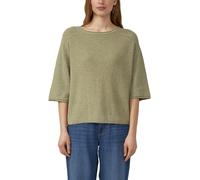 Strickpullover S.OLIVER, Damen, Gr. 42, oliv, Strick, Obermaterial: 76% Baumwolle, 24% Polyamid, meliert, unifarben, lässig geschnitten hüftbedeckend, Rundhals, Rollkante, Pullover Strickpullover, 3/4