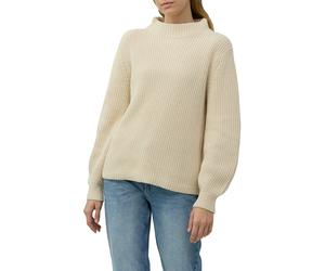 Strickpullover S.OLIVER, Damen, Gr. 46, beige, Strick, Obermaterial: 60% Baumwolle, 40% Polyacryl, Strukturmuster, unifarben, relaxed fit taillenbedeckt, ohne Ausschnitt, Rippbündchen, Pullover Strick