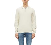 Strickpullover S.OLIVER, Herren, Gr. 3XL, beige (weiß), Strick, Obermaterial: 100% Baumwolle, unifarben, bequem hüftbedeckend, Rundhals, Bündchen, Pullover Strickpullover, Winterpullover im Troyerlook