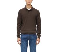 Strickpullover S.OLIVER, Herren, Gr. 3XL, braun (schwarz braun), Strick, Obermaterial: 100% Baumwolle, unifarben, bequem hüftbedeckend, Rundhals, Pullover Strickpullover, mit Stehkragen und Knopfleist