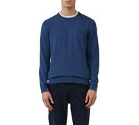 Strickpullover S.OLIVER, Herren, Gr. L, blau (mid blau), Feinstrick, Obermaterial: 100% Baumwolle, bestickt, meliert, unifarben, regular fit hüftbedeckend, Rundhals, Flachstrickbündchen, Pullover Stri